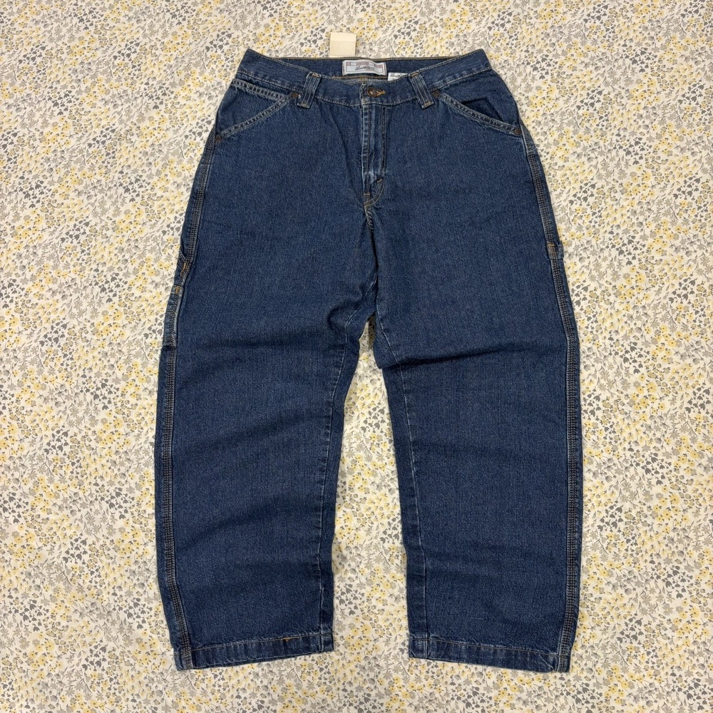 NWT VTG Levi Strauss Signature Carpenter Jeans Mens 31x27 Blue Denim Hammer Loop